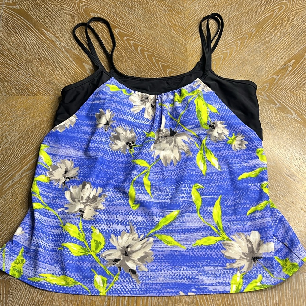 GO GOSSIP Floral Built in Black Bra Layered Tankini XL